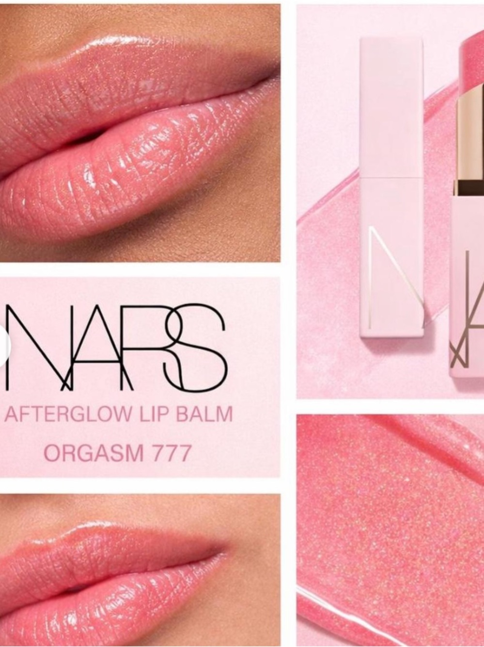 NARS Full Size Afterglow Lip Balm 777 Orgasm, Peachy Pink w Gold Shimmer NEW NIB